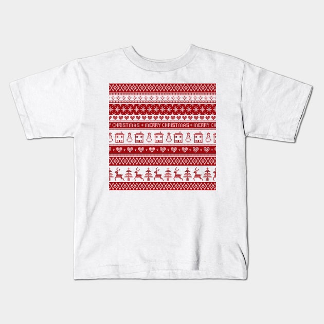 Nordic fair isle Christmas pattern Kids T-Shirt by gaynorcarradice